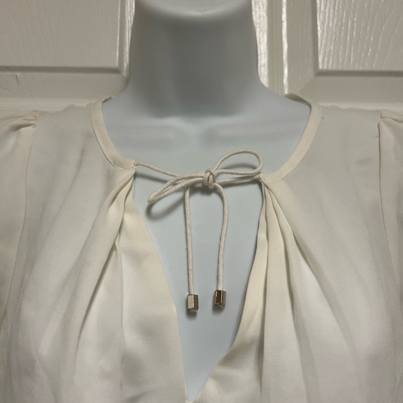 Zara Cream Sheer Drawstring Top - Picture 5 of 12